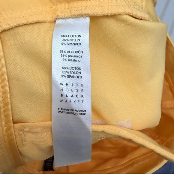 White House Black Market Slim Ankle Pants Yellow Size 4 Stretch - Picture 5 of 9